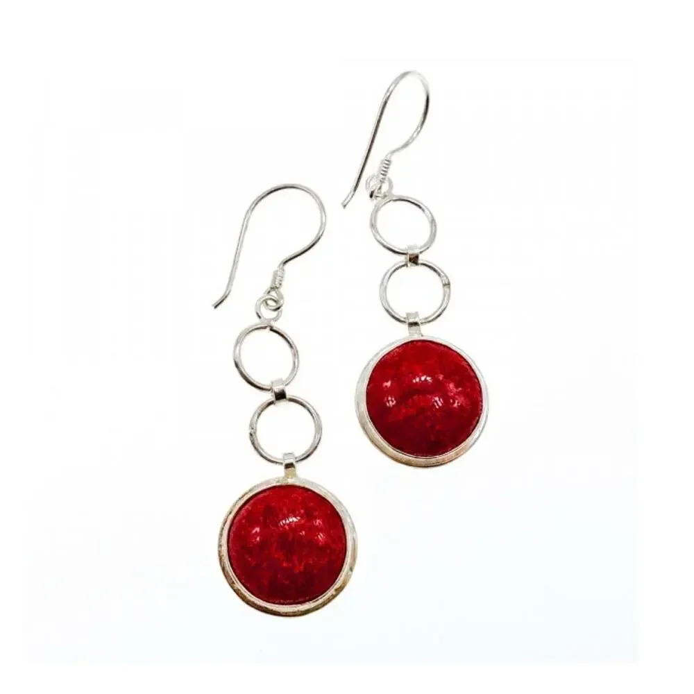 925 Sterling Silver Red Jasper Earrings